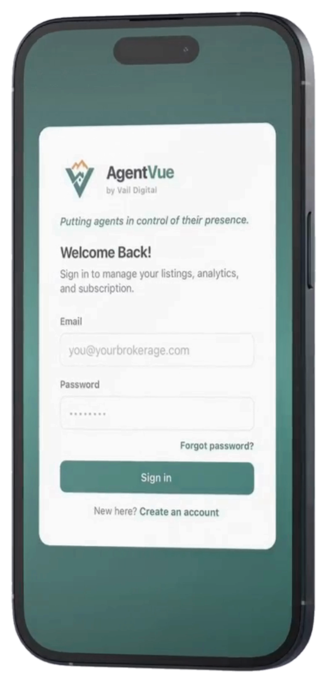 AgentVue app on a phone